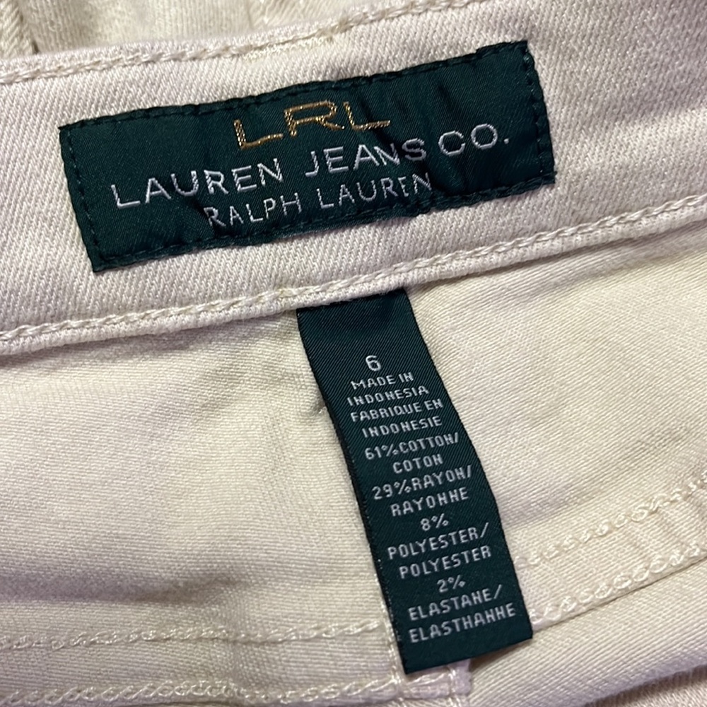 Lauren Ralph Lauren Women's Cream Stretch Denim Jeans Size 6 LRL Skinny Casual - Picture 4 of 5